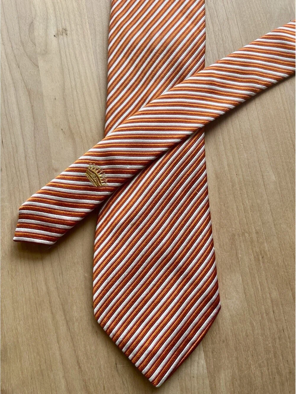 Countess Mara Orange and White Striped Silk Tie